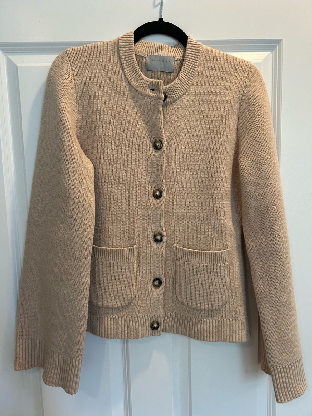 Modern Citizen Beige Button-Up Knit Cardigan